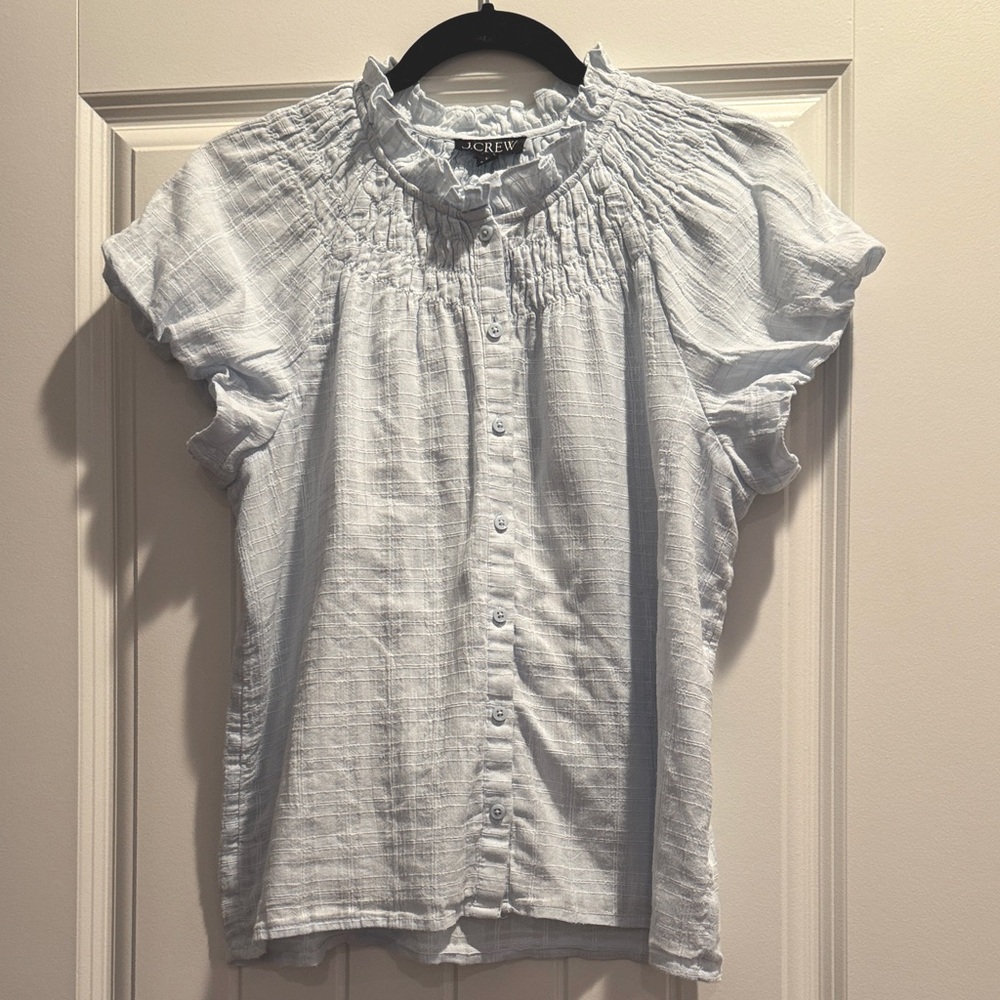J. Crew Light Blue Textured Blouse